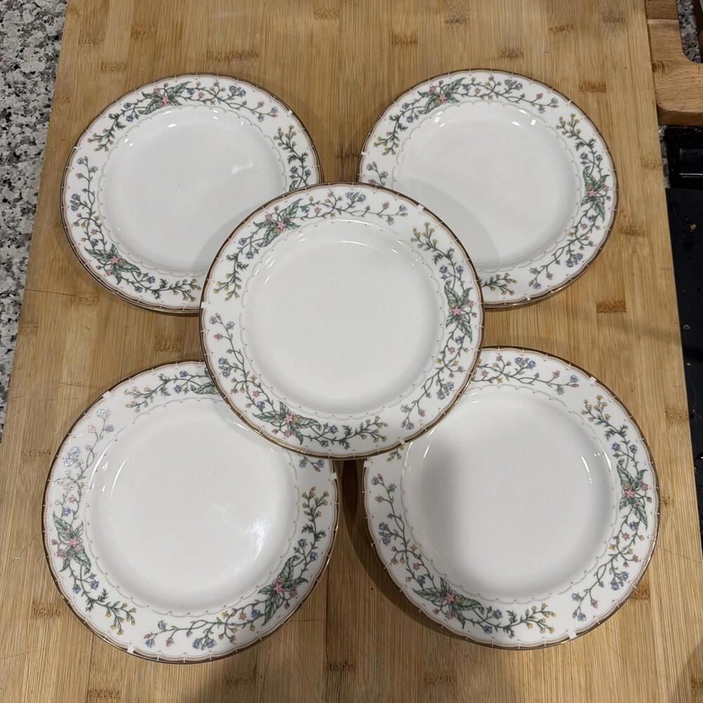 5 VTG 1996 Farberware Fine China "Wellesley" 486 Pattern Lunch Plates 8”